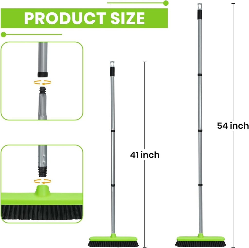 Floor Scrub Brush with Long Handle, Stiff Bristle Deck Scrubber Brush for Cleaning Tile Shower Patio Garage Kitchen Pool