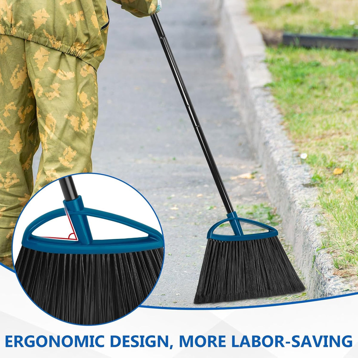 3 Pack Outdoor Broom Heavy Duty 60''Large Brooms for Sweeping Patio Garage Lobby Yard Garden Kitchen Indoor House Angle Broom Office Commercial Broom