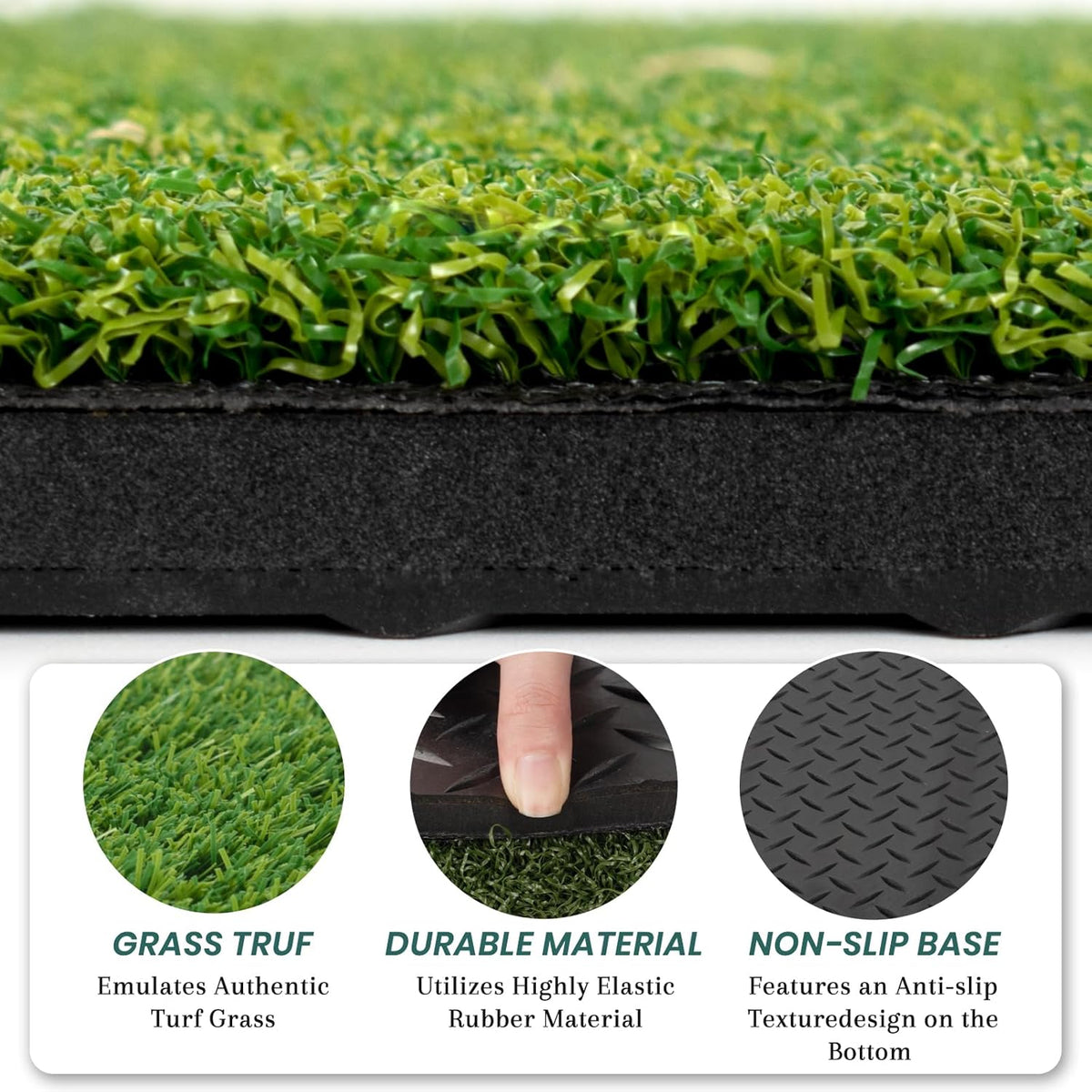 3 in1 Golf Hitting Mat 32 * 17" Golf Practice Mat Indoor Outdoor -Fairway, Rough & Driving Turf-Golf Practice Swing/Chipping Mat
