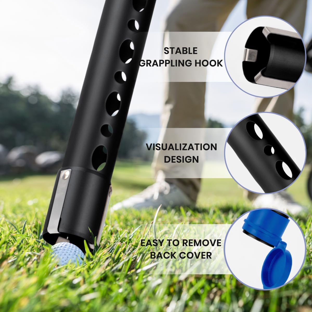 Golf Ball Picker Upper Aluminium Ball Retriever Tool Golf, Golf Ball Retriever Golf Ball Tube Collector, Pickup Tool Device for Men Women