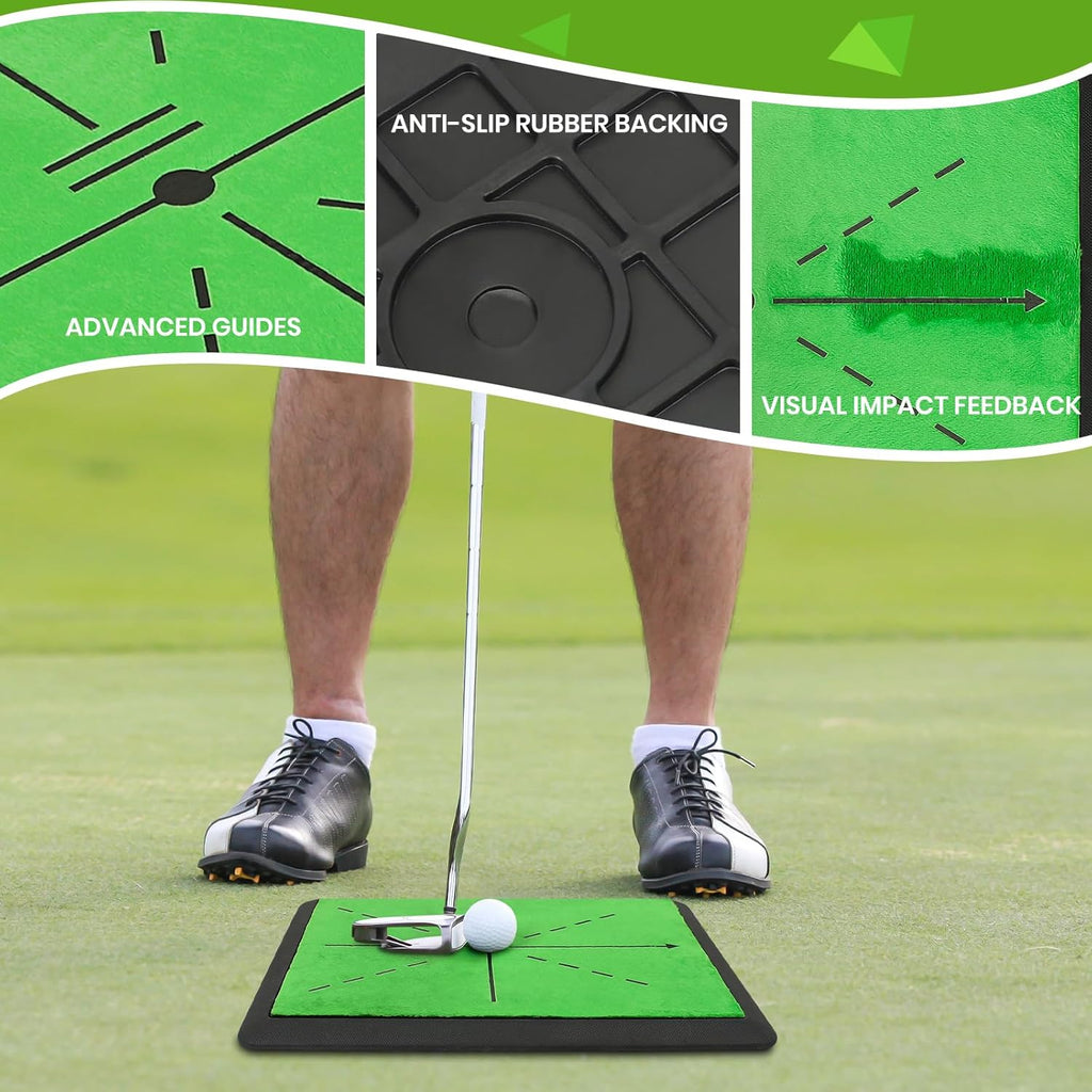 Golf Mats Practice Indoor Outdoor Path Feedback Golf Training Mat 16"X12" Detection Batting Extra Replaceable Golf Impact Mat Golf Gifts for Men/Women