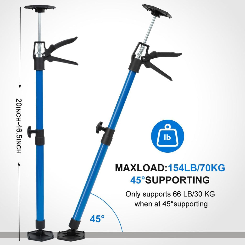 Install Cabinets 2-Pack Tools 20'' to 46.5'' Adjustable Support Pole Third Hand Tool with 154 Lbs Capacity for Cabinet Jack, Drywall Jack& Cargo Bars