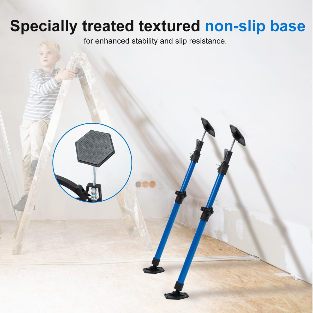 Install Cabinets 2-Pack Tools 20'' to 46.5'' Adjustable Support Pole Third Hand Tool with 154 Lbs Capacity for Cabinet Jack, Drywall Jack& Cargo Bars