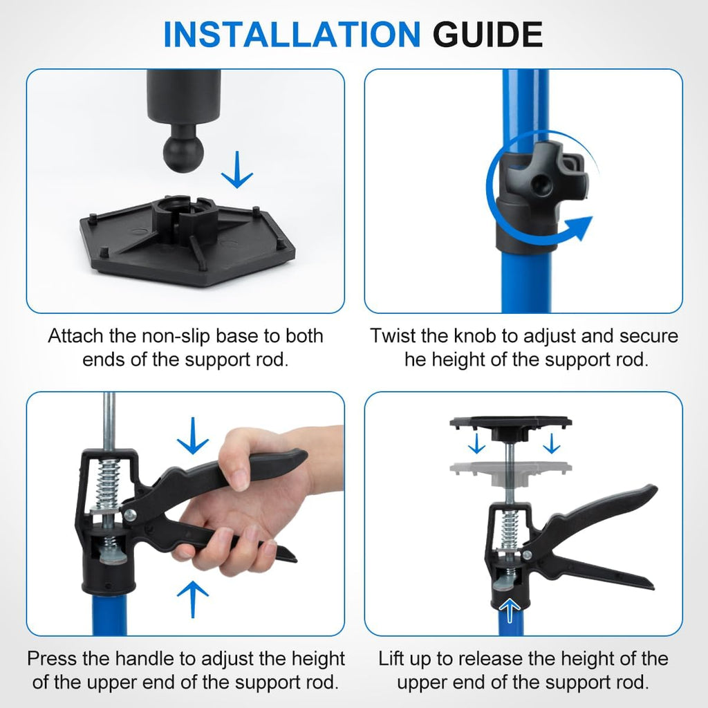 Install Cabinets 2-Pack Tools 20'' to 46.5'' Adjustable Support Pole Third Hand Tool with 154 Lbs Capacity for Cabinet Jack, Drywall Jack& Cargo Bars