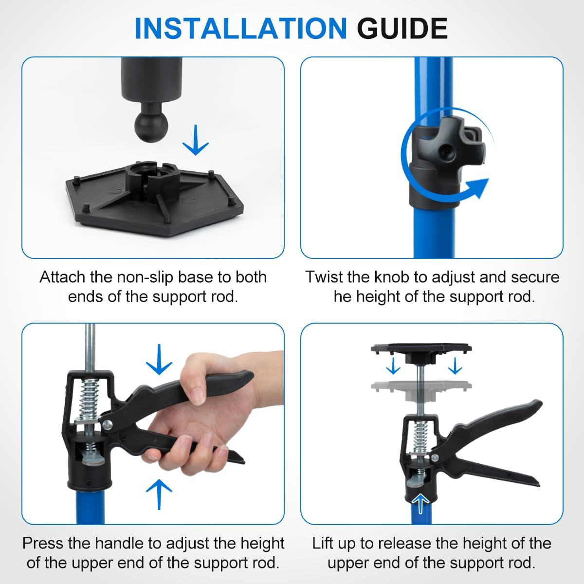 Install Cabinets 2-Pack Tools 20'' to 46.5'' Adjustable Support Pole Third Hand Tool with 154 Lbs Capacity for Cabinet Jack, Drywall Jack& Cargo Bars