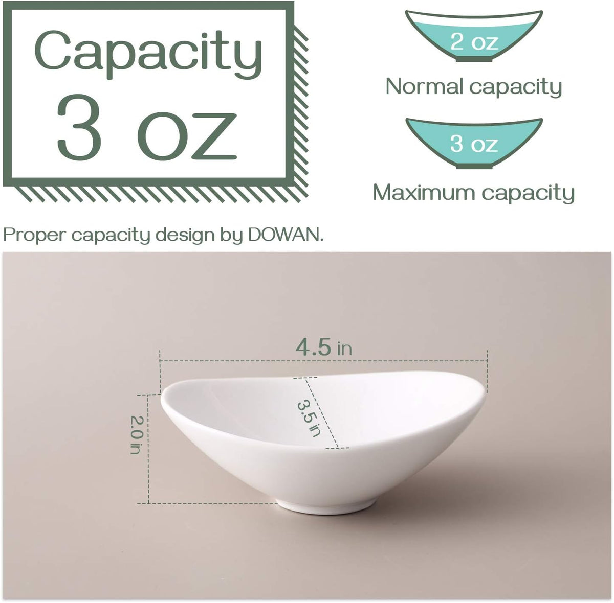 Ceramic Dip Bowls, 3 Oz 8 Pack White Dipping Bowls, Mini Serving Bowls for Side Dishes, Sushi Soy Sauce Dish, Gravy Boat Porcelain Dipping Sauce Cups for BBQ and Party Dinner