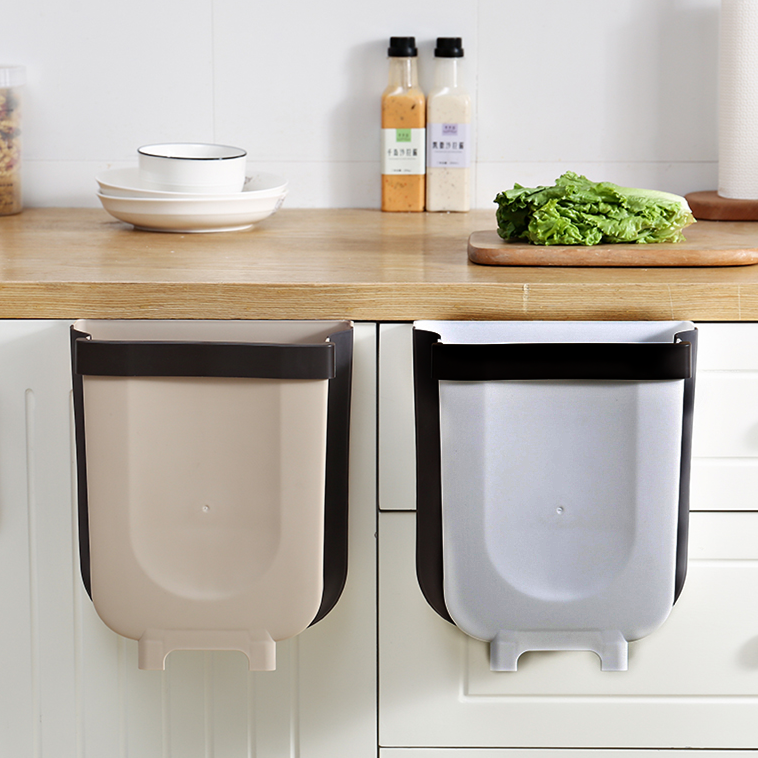 Trash Can 2.3Gallon for Kitchen Bathroom Outdoor - Brown Khaki