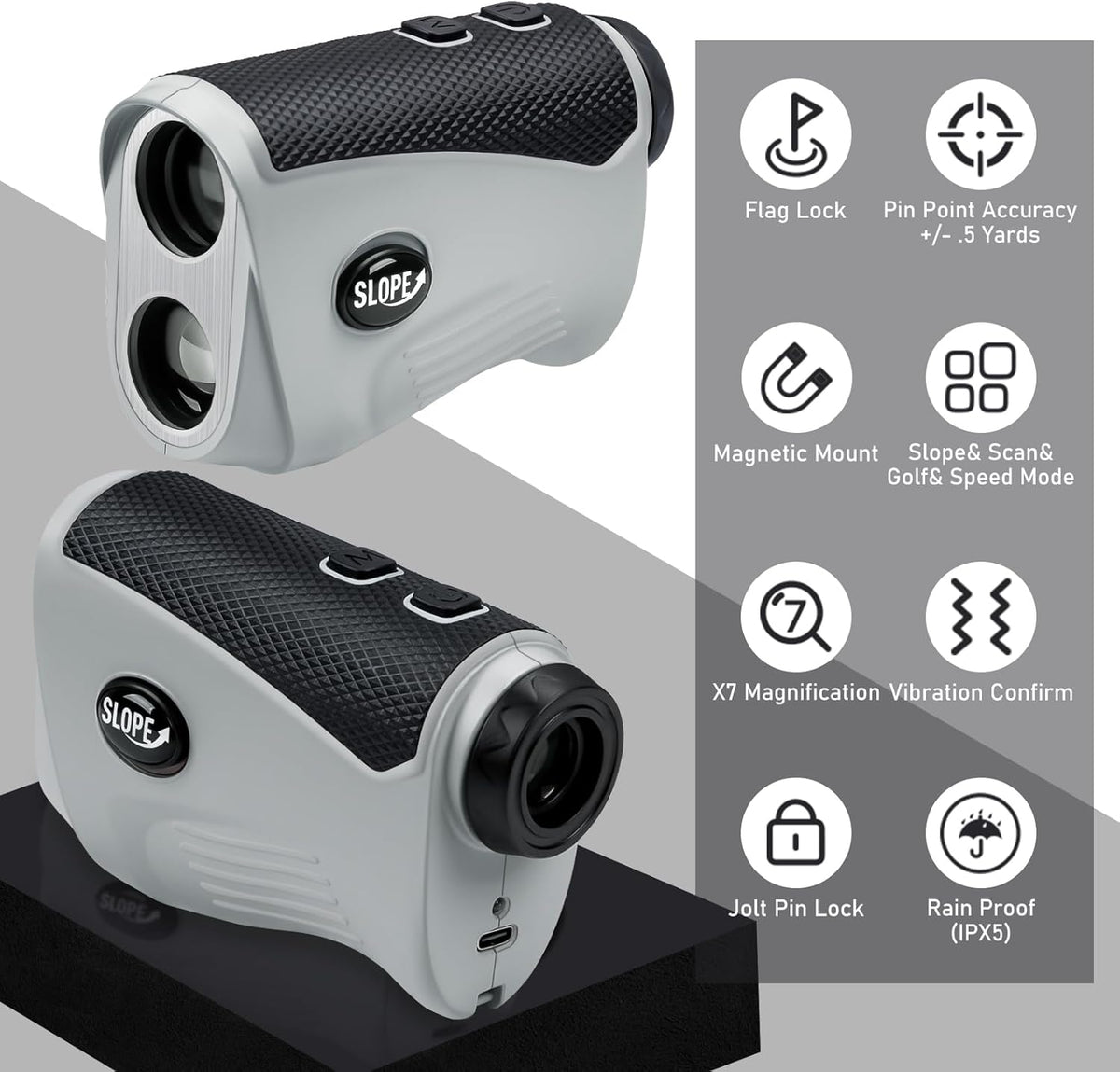 Golf Range Finder Magnetic,1200 Yard Golf Rangefinder with Slope, 7X Magnification Golf Laser Rangefinder with Flag Pole Lock Vibration Rechargeable High-Precision
