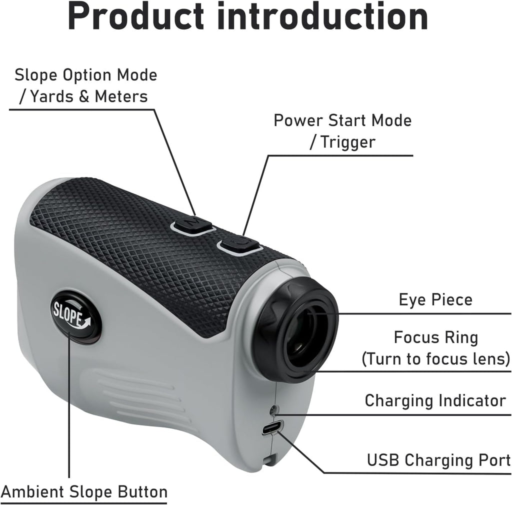 Golf Range Finder Magnetic,1200 Yard Golf Rangefinder with Slope, 7X Magnification Golf Laser Rangefinder with Flag Pole Lock Vibration Rechargeable High-Precision