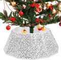 Sequin Christmas Tree Collar 31.5inch,Tree Skirt for Halloween Christmas Decoration 12-Sided Xmas Tree Base Cover(Silver)