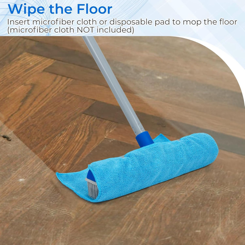 Hair Removal Broom for Fur Remover Pet Hair Rubber Broom Carpet Rake Silicone Floor Brushes with Squeegee-Blue