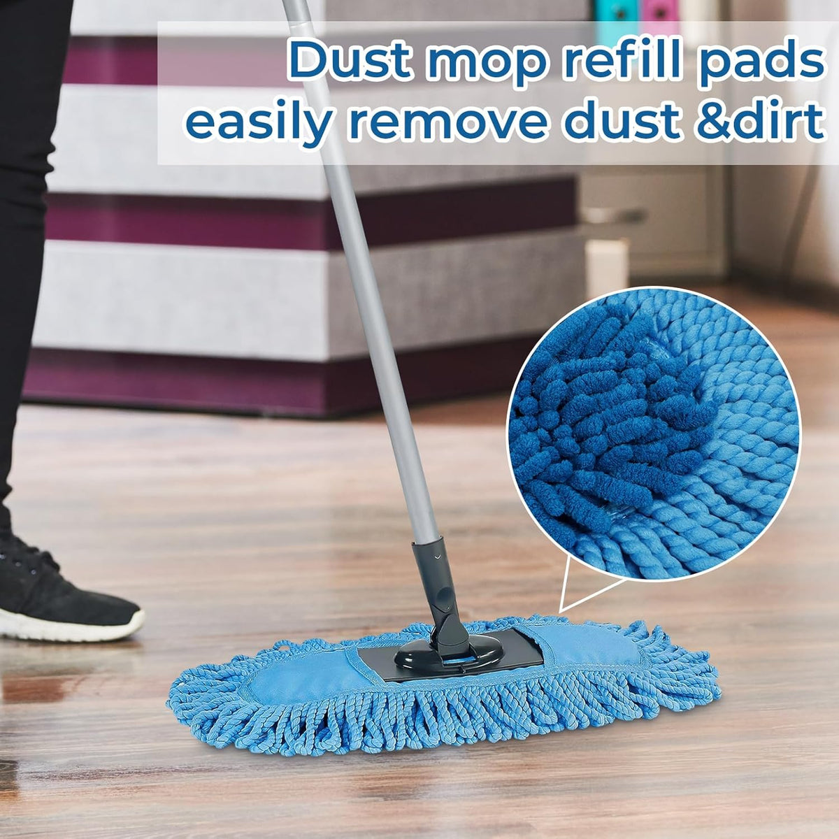 2 Pack Dust Mop Replacement Head for Floor Duster Compatible with O-Cedar Hardwood Floor 'N Baseboard Dust Mop