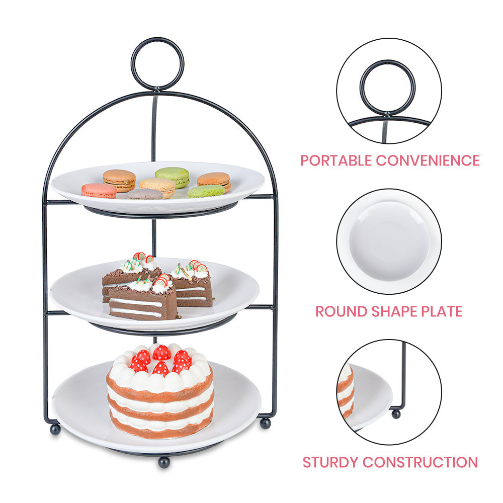 Cupcake Stand 3 Tiered Cake Dessert Fruit Cookies Appetizer Display Stand for Dessert Table Tiered Serving Tray Stand with 3 Melamine Plates 9 inch Width
