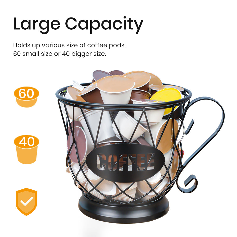 Coffee Pod Holder Mug Shape MultiUse K Cup Holder Kcup Storage Organizer for Counter Coffee Bar Black