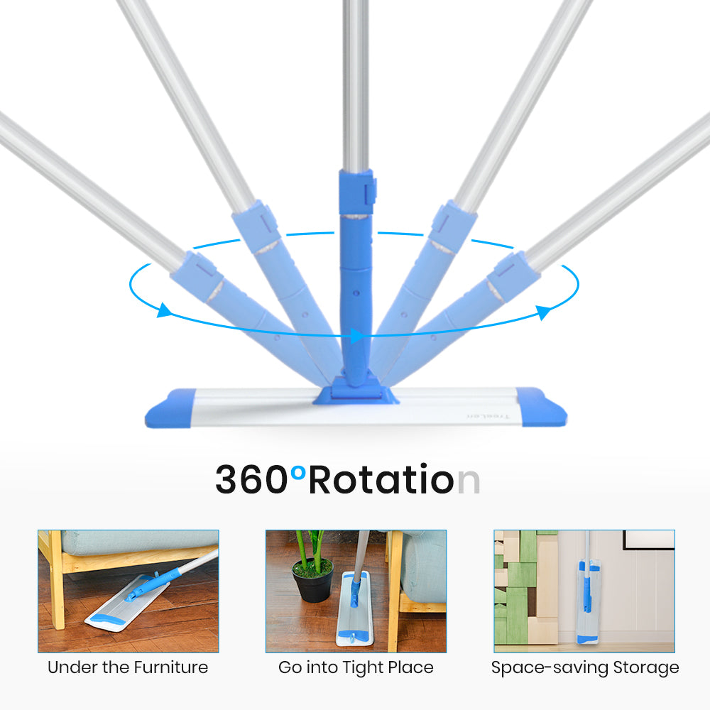Microfiber Mop Floor Mops for Cleaning with Long Handle 360 Dust Mopping with Reusable Mop Pads for Hardwood Tile Laminate Vinyl Wood Floors Kitchen