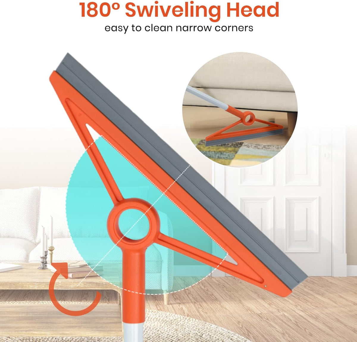 Air Broom with Removable Rubber Strip and Broom Bristle, Silicone Broom for Indoor Cleaning, Multifunctional Floor Squeegee for Dust, Hair, Liquids