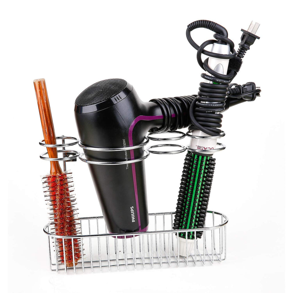 Hair Dryer Holder Shelf,Wall Mount &Over Cabinet Door Hair Care & Styling Tool, Hot Styling Tool Organizer Storage Organizer Rack for Hair Dryer, Flat Iron, Curling Wand, Hair Straighteners, Brushes