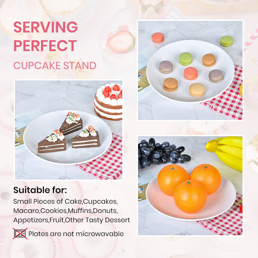 Cupcake Stand 3 Tiered Cake Dessert Fruit Cookies Appetizer Display Stand for Dessert Table Tiered Serving Tray Stand with 3 Melamine Plates 9 inch Width