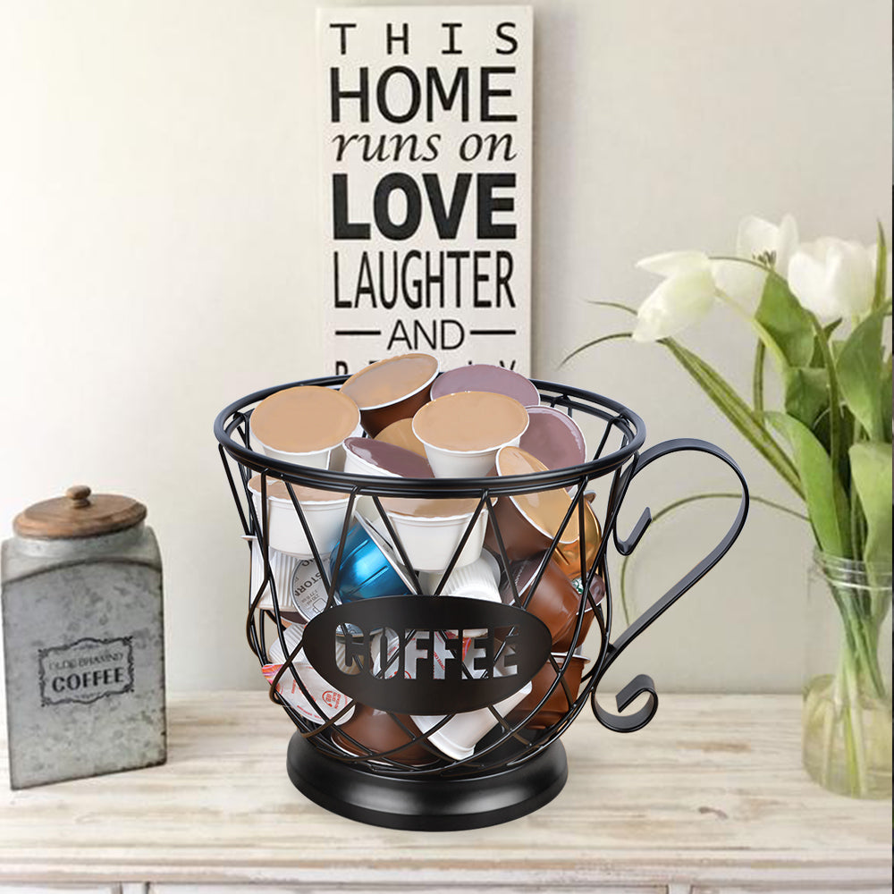 Coffee Pod Holder Mug Shape MultiUse K Cup Holder Kcup Storage Organizer for Counter Coffee Bar Black