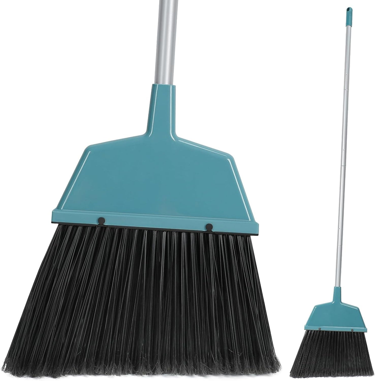 Long Stiff Bristle Brooms for Sweeping Indoors, Angle Brooms with 58" Long Handles Heavy Duty Soft Bristle Brooms, Kitchen Brooms for Shop Office Lobby