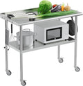 Stainless Steel Table for Prep & Work 24x48 with Backsplash,Wheels,Hooks - Adjustable Height,Work Tables with Undershelf, Easy Assembly, Ideal for Kitchen, Restaurant, Hotel, Home