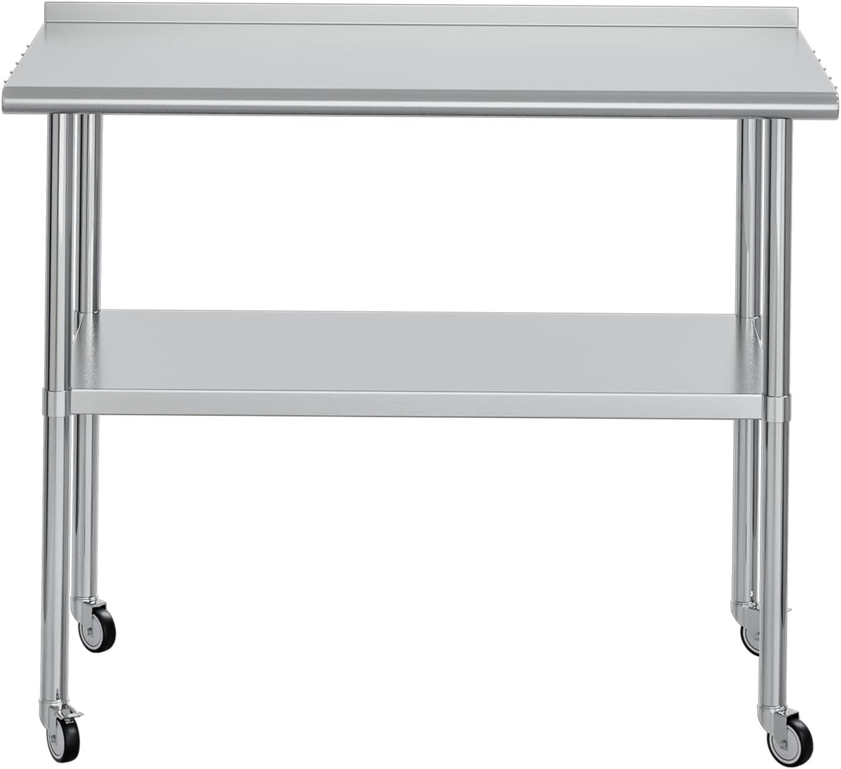 Stainless Steel Table for Prep & Work 24x48 with Backsplash,Wheels,Hooks - Adjustable Height,Work Tables with Undershelf, Easy Assembly, Ideal for Kitchen, Restaurant, Hotel, Home