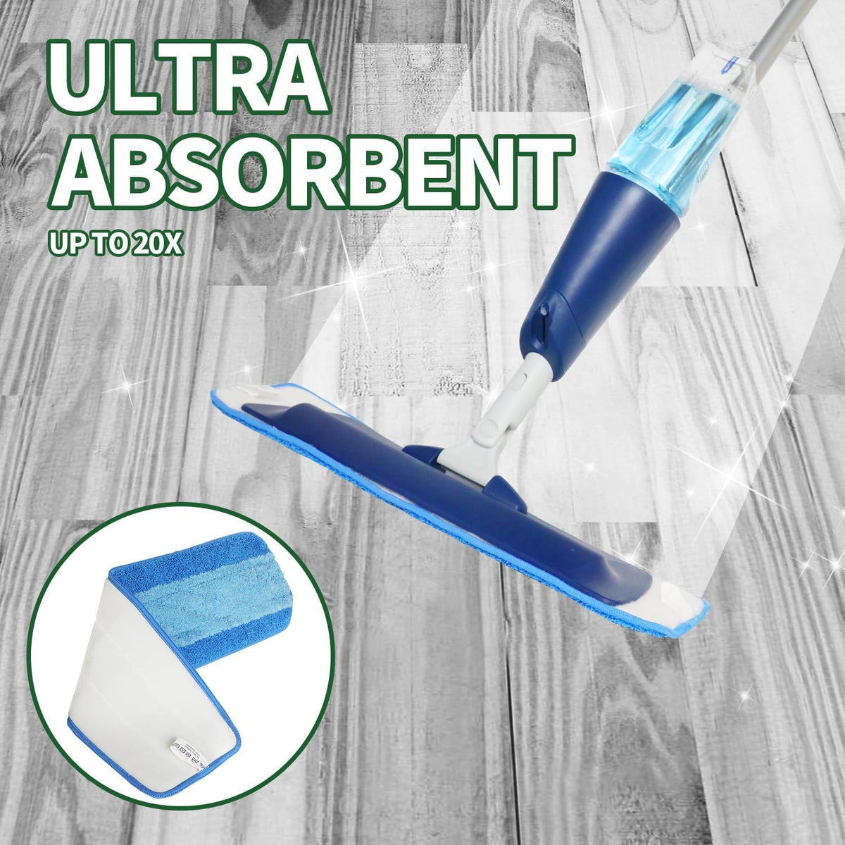 3 Pack Microfiber Cleaning Pads for Bona Mop, Reusable Microfiber Mop Pads for 18 Inch Mop, Hardwood Floor Replacement Cleaning Mop Pads, Machine Washes