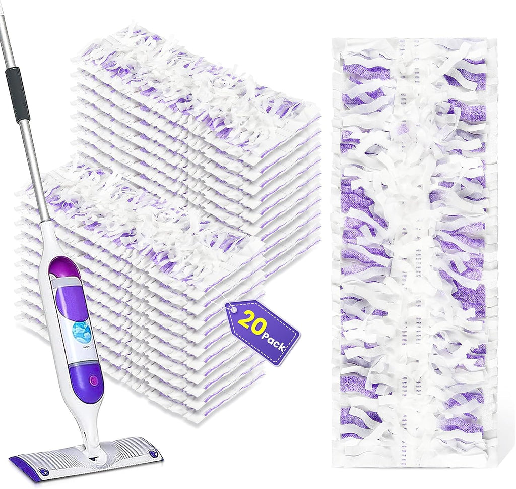 20 Count Disposable Mopping Pad Refills for Power Mop Refills, Unscented Spray Cleaning Repalcement Pads