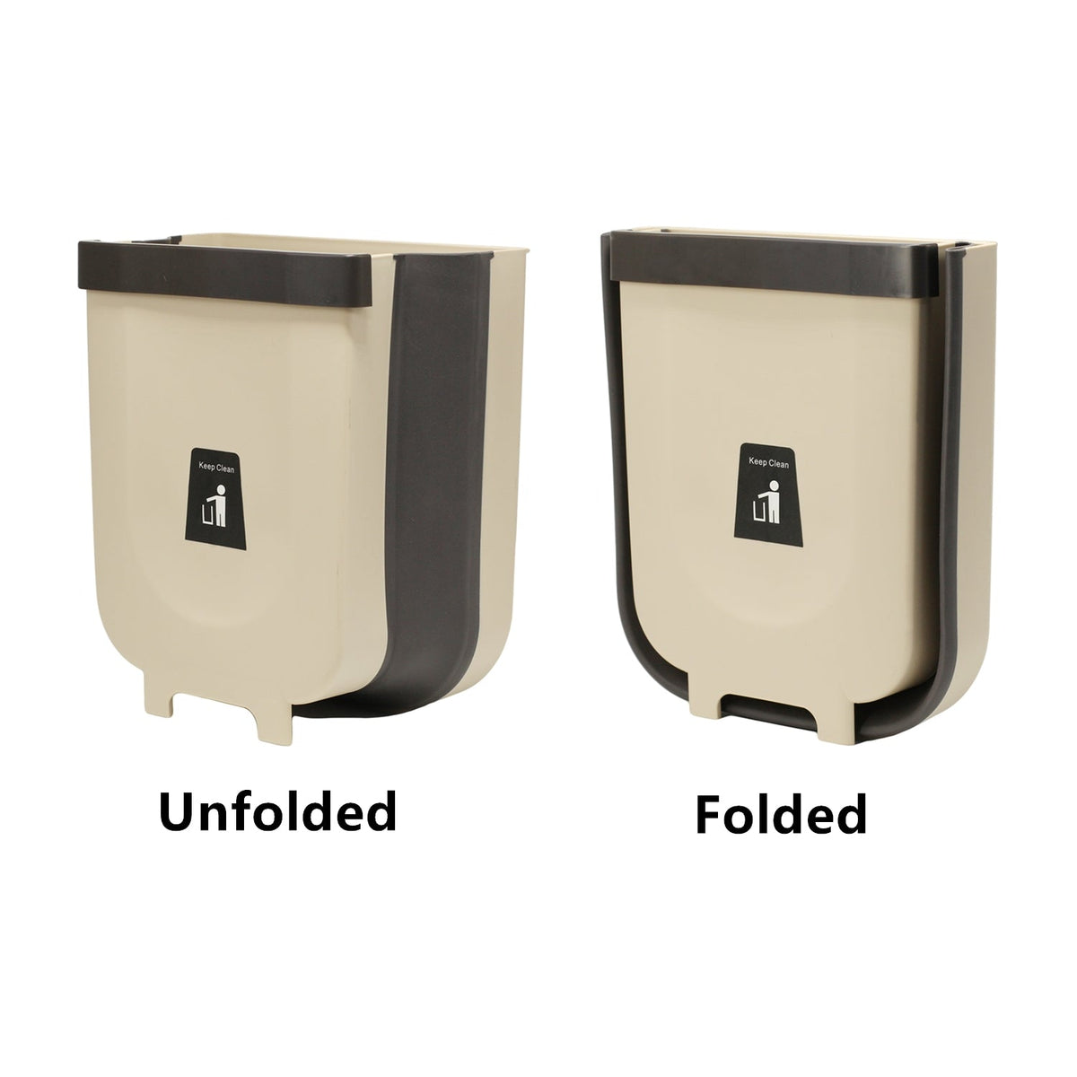 Trash Can 2.3Gallon for Kitchen Bathroom Outdoor - Brown Khaki