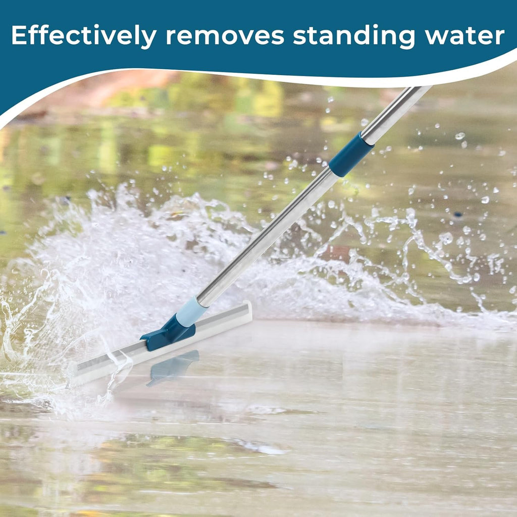 Floor Squeegee for Concrete Floor, Tile Floor, 17" Garage & Shower Rubber Floor Squeegee Broom for Removing Water or Foam