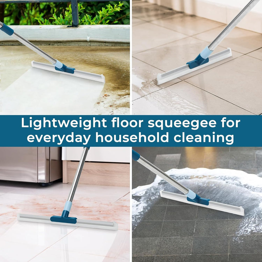 Floor Squeegee for Concrete Floor, Tile Floor, 17" Garage & Shower Rubber Floor Squeegee Broom for Removing Water or Foam