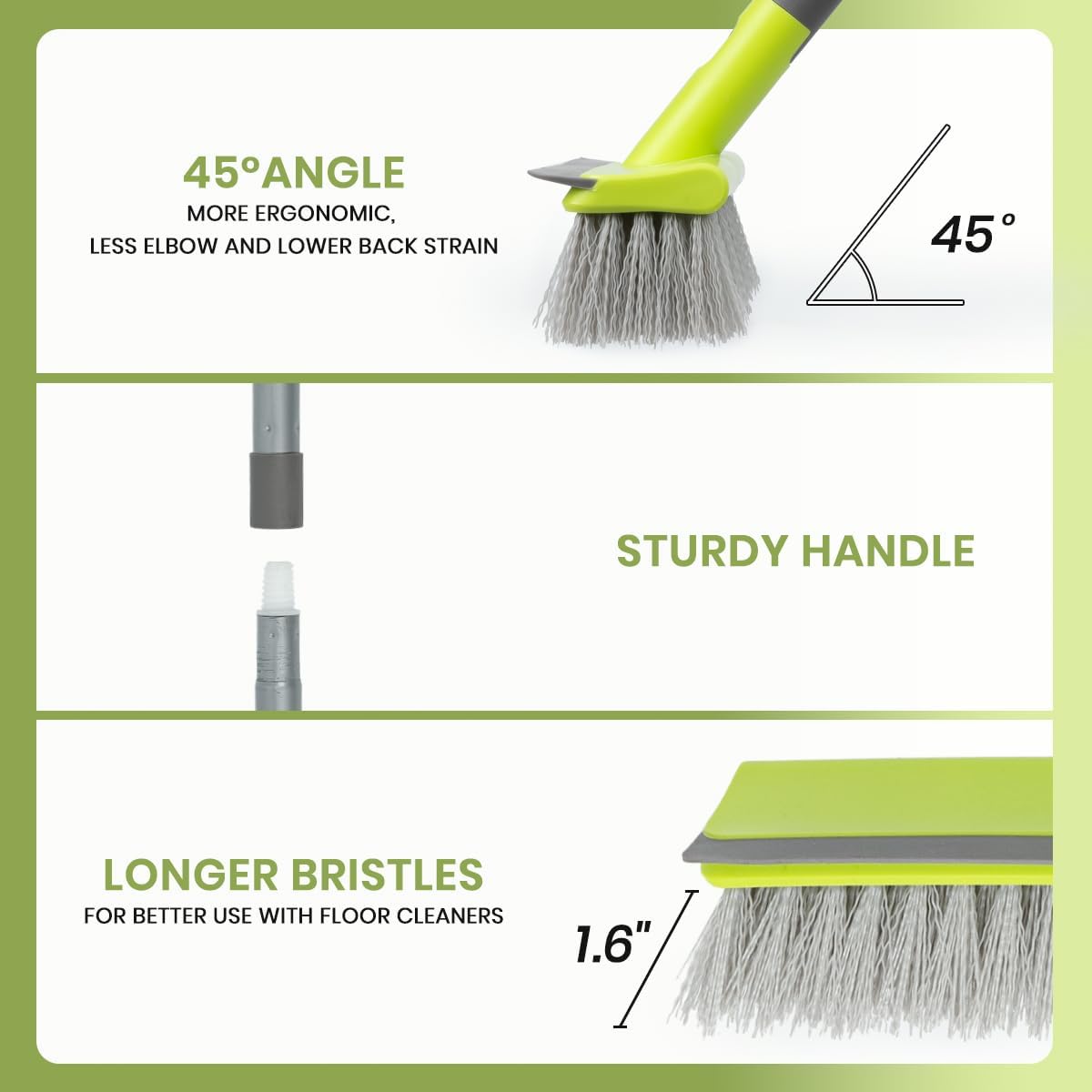 Floor Scrubber Brush, 2 in 1 Scrape and Stiff Bristle Deck Scrubber Brush for Cleaning Concrete, Patio, Garage, Kitchen, Carpet and Bathroom