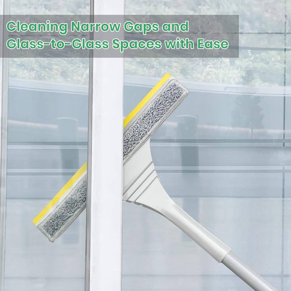 2-in-1 Window Cleaning Squeegee Kit, 42" Car Window Squeegee for Window Cleaning, Window Washing Kit with Extension Pole Household Squeegees