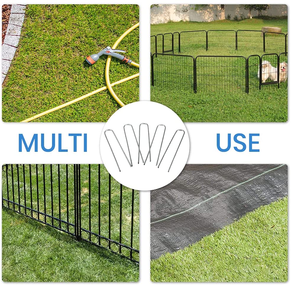 6 Inch Galvanized Garden Stakes Landscape Staples,Garden Staples Heavy-Duty Sod Pins Anti-Rust Fence Stakes 150 Pack