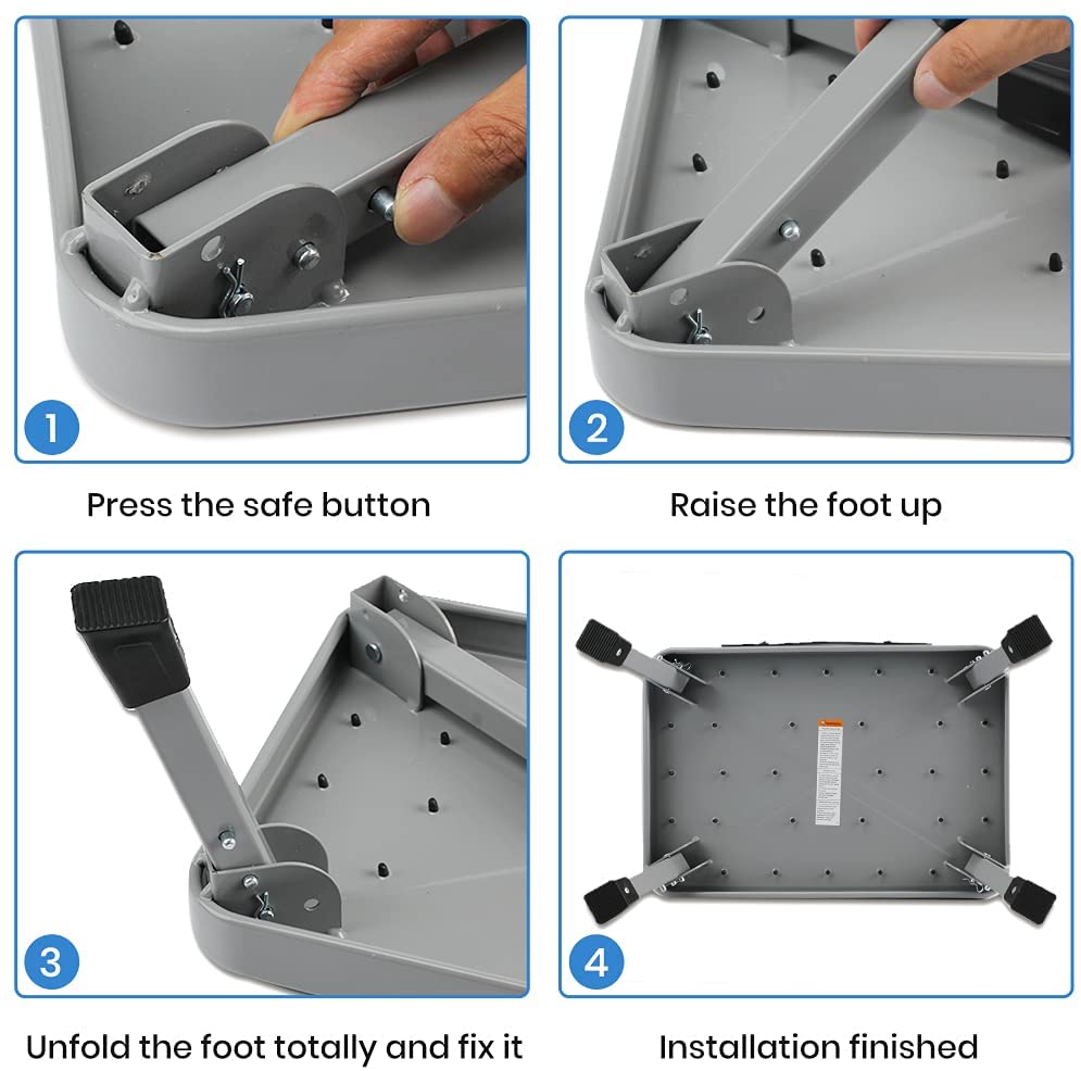 1-Step 330lbs Capacity Folding Metal Step Stool, Portable Step Ladder, Non-Slip, Sturdy