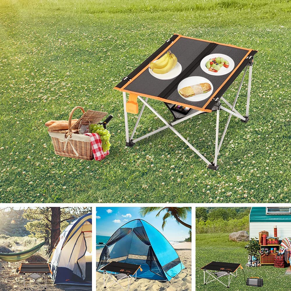 Folding Camping Table | Portable Solar Table with Storage Bag | Ultralight Folding Table for Outdoor, Picnic, Beach, BBQ, Hiking, Backpacking