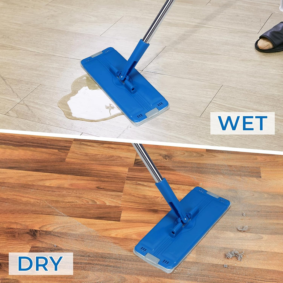 Mop and Bucket Set with 2 Washable Pads,Mop and Bucket with Wringer Set for Home Kitchen Tile Hardwood Laminate Floor Cleaning