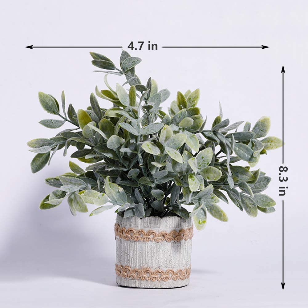 Artificial Plants Small Potted Plastic Fake Plants Green Rosemary Faux Greenery Topiary Shrubs Plant for Home Decor Office Desk Bathroom Farmhouse Tabletop Indoor House Decorations