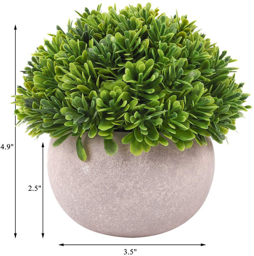 4 Packs Artificial Mini Potted Plants Plastic Faux Topiary Shrubs Fake Plants for Bathroom Home Office Desk Decorations