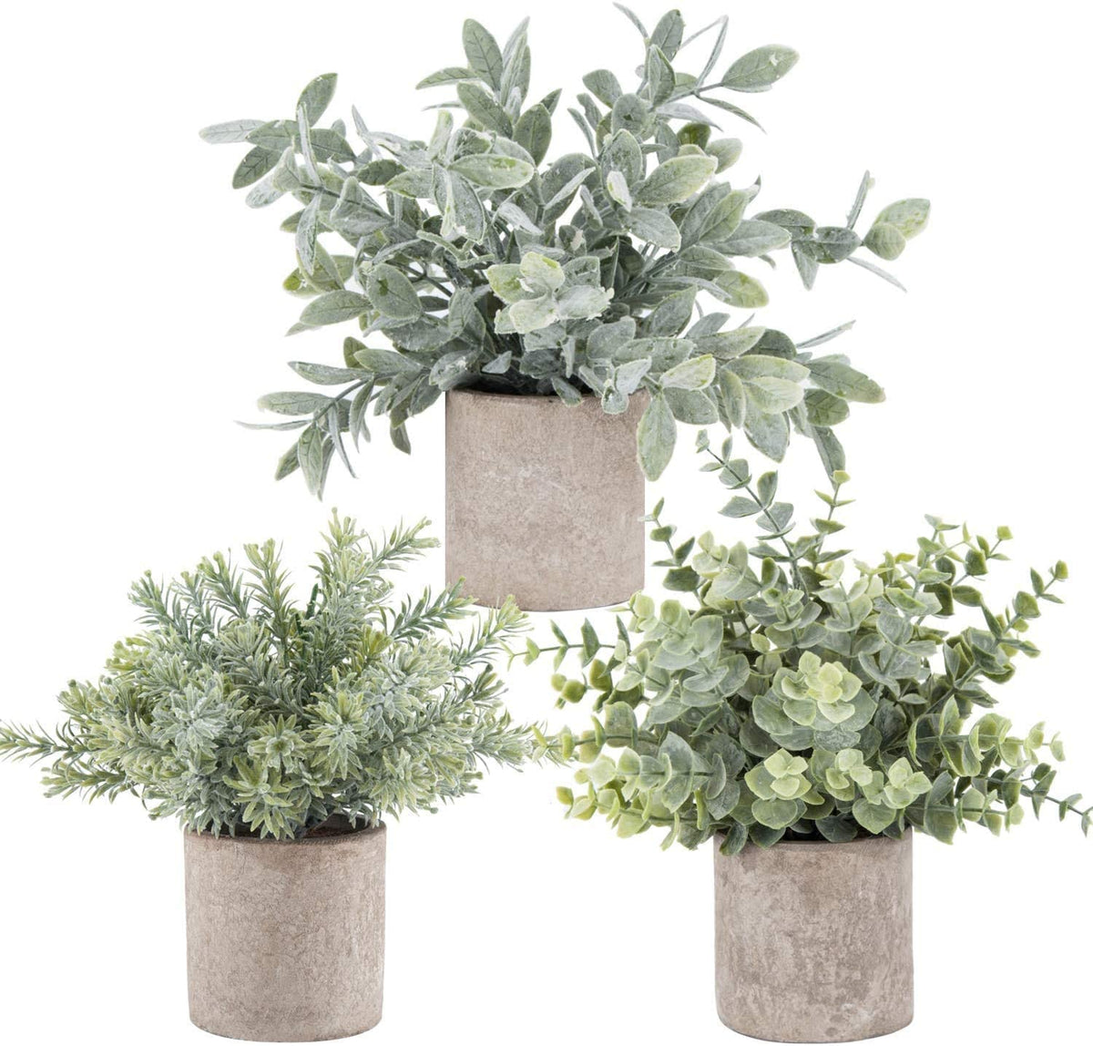 3 Pack Mini Potted Fake Plants Artificial Plastic Eucalyptus Plants for Home Office Desk Room Decoration