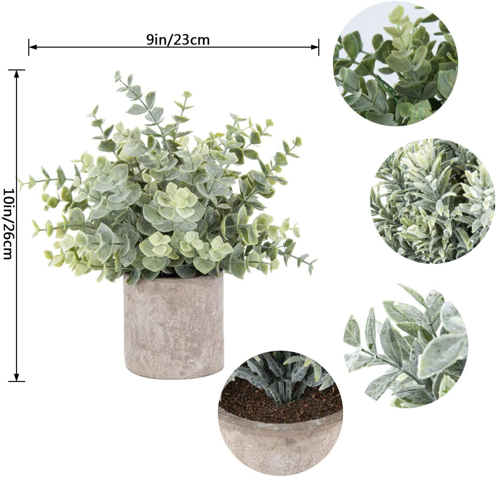 3 Pack Mini Potted Fake Plants Artificial Plastic Eucalyptus Plants for Home Office Desk Room Decoration