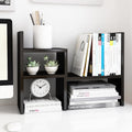 Desktop Organizer Office Storage Rack Adjustable Wood Display Shelf | Birthday Gifts - Toy - Home Decor | - Free Style Rotation Display - True Natural Stand Shelf Black