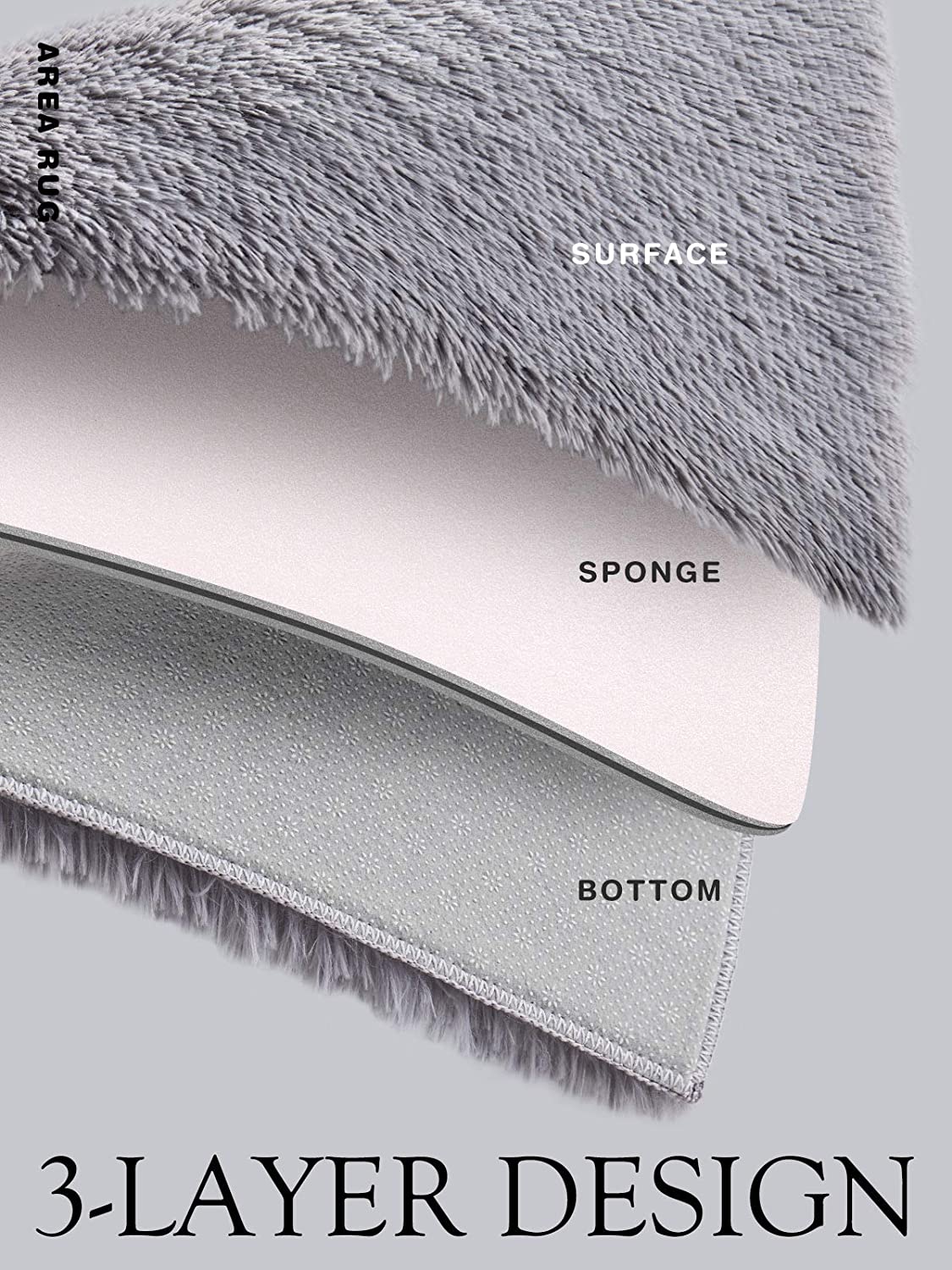 Machine Washable Area Rug for Bedroom, Dorm Room, Small Fluffy Soft Faux Fur Rugs Non-Slip Floor Carpet, Kids Nursery Modern Home Decor Grey