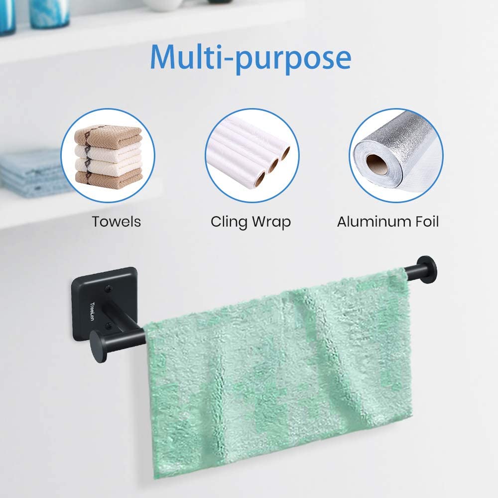 Paper Towel Holder Wall Mount Kitchen Paper Towel Rolls Dispenser Rack Cabinet Mount Holds Family Rolls-Black