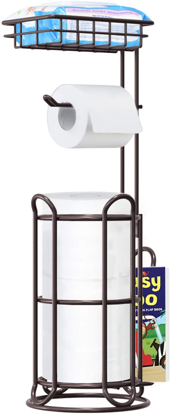 TreeLen Toilet Paper Holder Stand Tissue Roll Holder for Bathroom Dispenser Storage 4 Mega Rolls- Shining Chrome