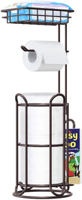 TreeLen Toilet Paper Holder Stand Tissue Roll Holder for Bathroom Dispenser Storage 4 Mega Rolls- Shining Chrome