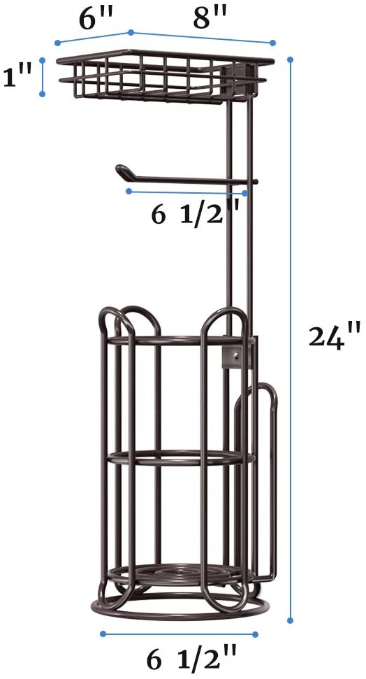 TreeLen Toilet Paper Holder Stand Tissue Roll Holder for Bathroom Dispenser Storage 4 Mega Rolls- Shining Chrome