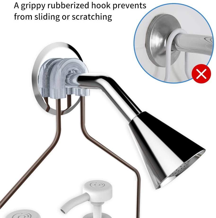Shower Caddy Hanging over Shower Head Rust Roof Shower Organizer with 10 Hooks for Razor Shampoo Holder Bathroom Shower Rack Storage Shelf with Towel Bar – Bronze
