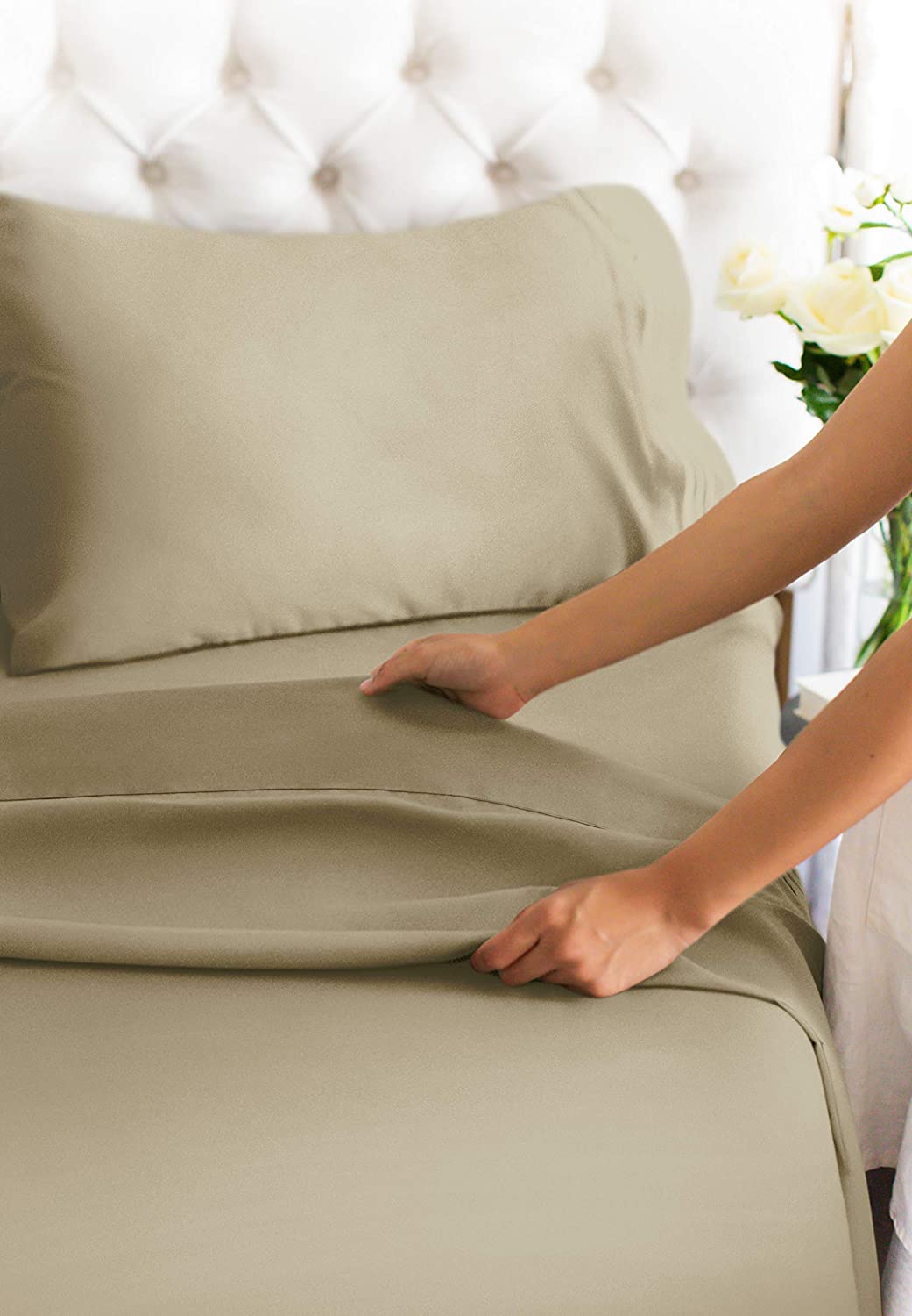 3 Piece - College Dorm Room Bed Sheets - Hotel Luxury Bed Sheets - Extra Soft Sheets - Deep Pockets - Easy Fit - Breathable & Cooling Sheets – Bed Sheets Beige
