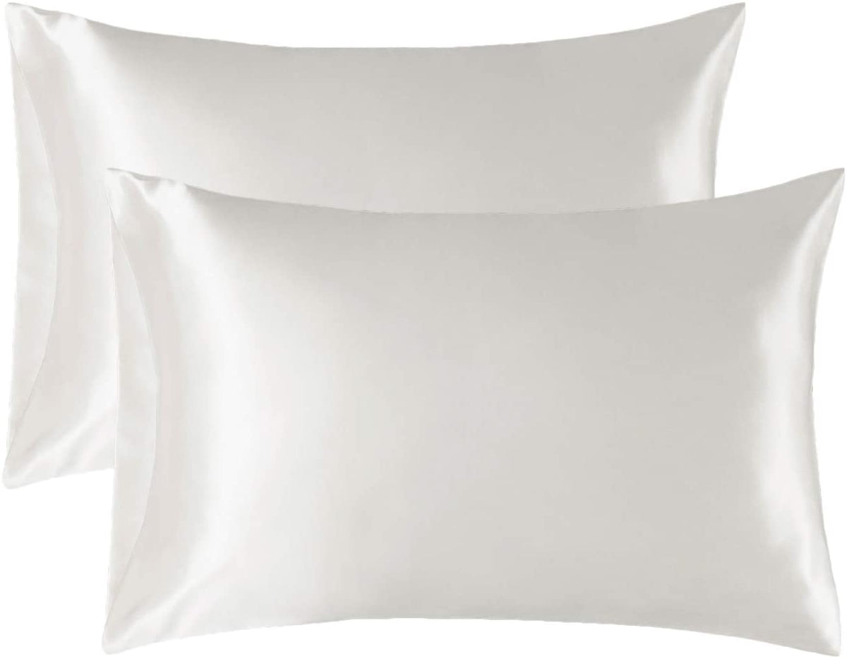Satin Pillowcase for Hair and Skin, 2-Pack Pillow Cases - Satin Pillow Covers with Envelope Closure,  Ivory